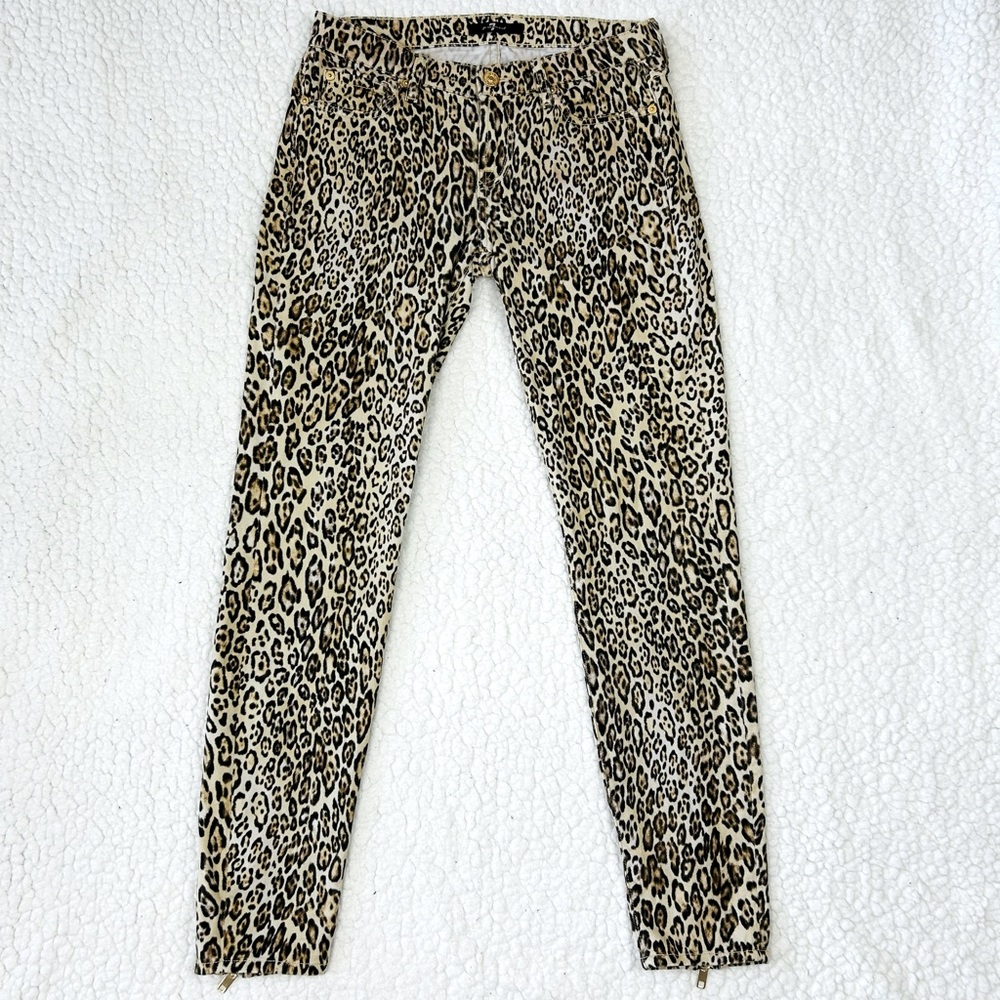 7 For All Mankind Jeans Women's Size 26 Skinny Ankle Zip Jeans Leopard Print